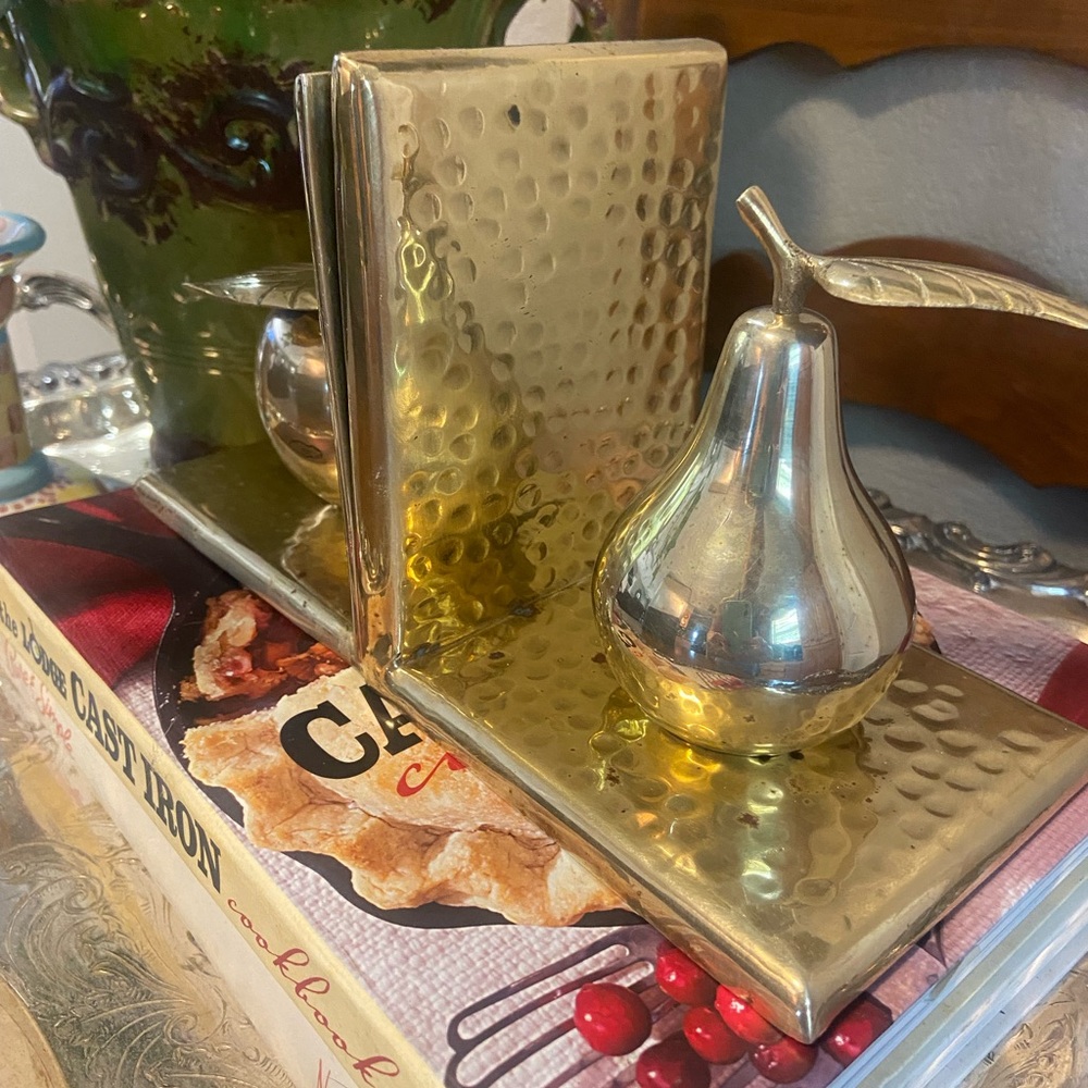 Antique Brass Bookends Apple and Pear - Picture 7 of 11